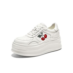 Belle | Cherry Embroidery Thick Sole Elevating Sneakers