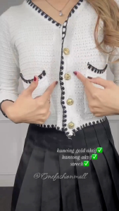 ONEFASHIONMALL Cardigan Blouse Wanita Baju Rajut Outer Panjang Pendek V-Neck Korean Style SL007