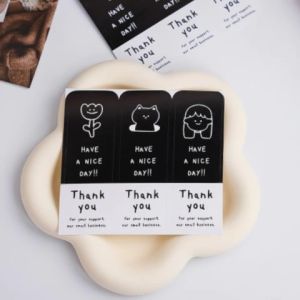 30Pcs Stiker Label Thank You Hitam Stiker Terima Kasih Warna Self Adhesive Seal Label Roll Sticker Stiker Segel Label Thank You