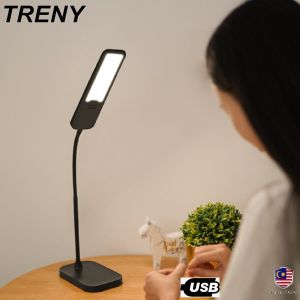 TRENY Modern Metal Adjustable Swing Arm Bedside Lamp Study Lamp LED Desk Lamp Table Lamp Bed Reading Book Office Studio Home Table Desk Light With Clamp