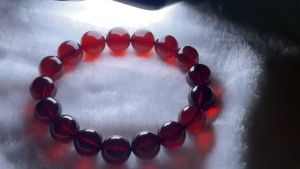 Natural Crystal Blood Amber Bracelet 天然水晶 血珀手串 10mm+