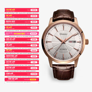 Deesio Mens Automatic Watch Business Dress Luxury Analog Water Resistant 30M Dial Stainless Steel Case Leather Strap Mens Gift