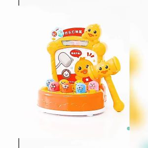 宝宝小鸭子打地鼠儿童游戏机音乐灯光故事机益智早教启蒙学习玩具（柠檬黄）Happy Whack-A-Mole Toy with Sound and Light for Kids (Ready Stock)