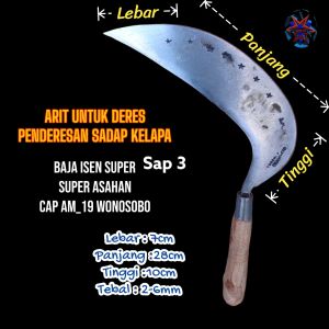 AM19 arit sadap kelapa deres penderesan model bulan sabit baja selap 3 - 5 super asahan