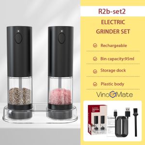 Kitchen Electric Pepper Grinder USB Powered Salt or Pepper Automatic Grinder with LED Light | Electric Pepper Grinder|Pepper Grinder | R2bset2