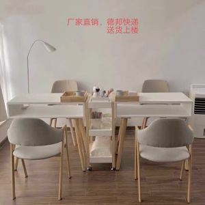 New Arrival Minimalist Modern Japanese Solid Wood Nail Table Single Double Double Layer Nail Table Nail Scrubbing Chair