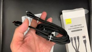 Cáp sạc nhanh 3 đầu Baseus Flash Series Ⅱ PRO Two-for-three Charging Cable U+C to M+L+C 100W 1.2m QC 4.0 CASS030101( HÀNG CHÍNH HÃNG)