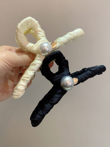 New Lazy Style Pearl Wrapping Hair Clip Womens Fashionable All-Match Back of Head Shark Clamp Vintage Hair Grips