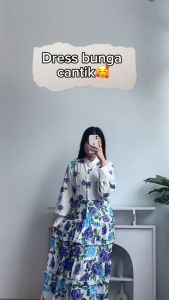 [Basica Moda] 06670 Gaun Dress Gamis Maxi Wanita Shannya Floral Twistcone Import