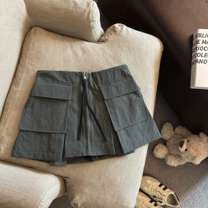 GUZILIAN | Korean Style Summer New Workwear Pocket Half Skirt Womens Retro Personality A-Line Skirt Slimming Fashionable Pants Skirt