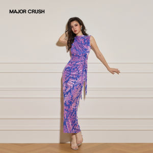 Embroidered Velvet Sleeveless Slimming Dress