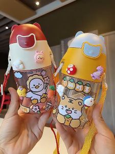 Botol Minum Anak Lucu Aesthetic 470 ml Tali Sedotan YQ 0107 Free Sticker 2D