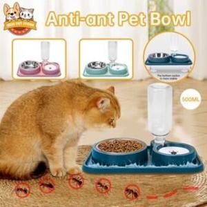 Cat Dog 2 in 1 Automatic Bowl with Tray Pet Feeder Puppy and Kitty Drinking Bowl