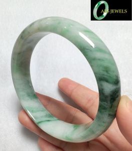 Jadeite Jade Bangle 59.5mm 缅甸A货翡翠 [59.5圈口 正圈手镯] - FC-SZ-049