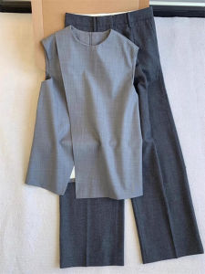 Summer Fashion Grey Vest And Pants Two-Piece Set High-End Sensation 2025 New Womens Fragrance Style Outfit Short Sleeve round Neck