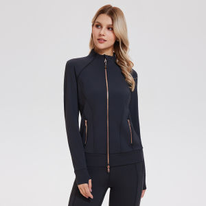 COSLEAF | Collar Stand Dual Zip Yoga Jacket Slim Fit