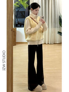 Low Waist Flared Denim Jeans Womens Pear Shape Loose Slimming Draping Floor-Length Horse Hoof Pants Vintage Washed High Waist