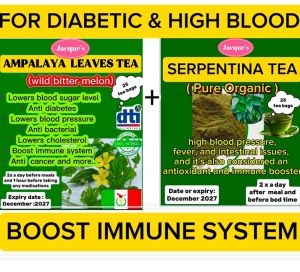 SERPENTINA +AMPALAYA TEA FOR DIABETIC and HIGH BLOOD 50 TEA BAGS