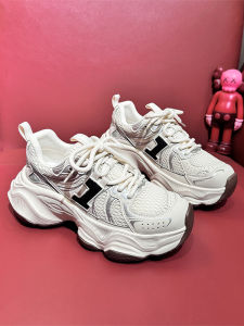 LANKAMO | White Dad Shoes Womens Summer New Retro Thick Bottom Heightening Lightweight Casual Mesh Sports Shoes Korean Style Cross Buckle