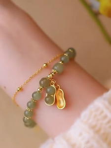 Lucky Peanut Charm Bracelet Set Feng Shui Jewelry for Women Good Fortune & Prosperity Amulet Adjustable Layered Bracelet Gift
