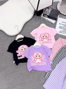 Sét đồ bộ cho bé gái gồm áo+ quần caro xuông hoạ tiết babythree hot hit bộ quần áo bé gái 10- 30 kg