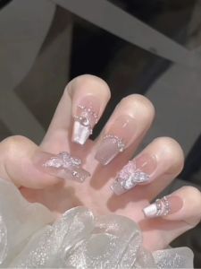Nhựa Giả Móng Tay Thủ Công 3D Hình Con Bướm Mắt Mèo Dài Vừa Phải Của Man Disc Pure Diamond Butterfly Cat Eye Nail Art