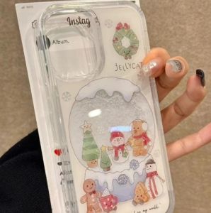 Kiscase Người Tuyết Pha Lê Imd vỏ điện thoại Thích Hợp Cho iPhone 16 Pro Max 15 14 13 Lớn Lỗ chống rơi Bông Tuyết Cát Bìa Trường Hợp Đối Với iPhone 12 11 X XS Max XR