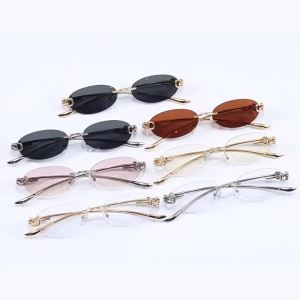 New Oval Rimless Sunglasses for Women Metal Frame Casual Sun Shades Men Outdoor Cycling UV400 Sun Glasses Ladies Eyewear