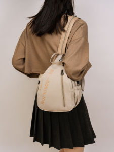 Orange 2025 New Multi-use Ladies PU Leather Sports Travel Commuting Crossbody Small Backpack Simple Casual Style Shoulder Bag