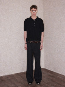 RICHILL MELANCHOLY Mens Fashion Polo Shirt Short Sleeve Knitted Breathable Turn-down Collar Summer Old Money Style T-shirt