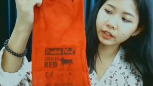 LWG14 RED ถุงมือหนังงานเชื่อม กันความร้อน ซับรอบ มีไส้ตะเข็บ สีแดง ยาว 14 นิ้ว 1 คู่