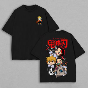 Bandai | Mens Demon Slayer Kimetsu No Yaiba Anime T-Shirt Black Cotton Short Sleeve Casual Tee Front Mini Logo Back Large Character
