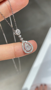 Montagne Jewelry 18K White Gold necklace for women Teardrop Design Diamond Inset Fine Jewellery Natural 0.5 Carat Diamond Pendant Neckalce