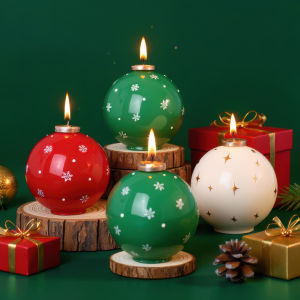 Christmas Ball Shape Scented Candle Snowflake DIY Sticker Holiday Decoration Aromatherapy Candle for Home Decor Gift Party