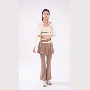 RZ SPORTWEAR Legging Rok Olahraga Wanita High Waist Running Celana Saku Olahraga wanitaLapisan Kombinasi 2-In-1 Legging Rok HIght Waist