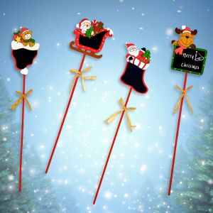 ป้ายกระดานดําไม้ ขนาดเล็ก ป้ายกระดานดำ คริสต์มาส แบบเสียบ ป้ายไม้ แบบปัก ซานต้า ลบได้ บอกราคา เบอร์โต๊ะ