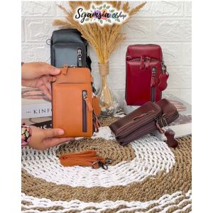 Tas Selempang HP Ponsel Kulit Sapi Sling Bag HP Kekinian Slingphone Terbaru Dompet HP Kulit Sapi