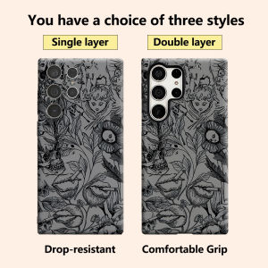 BILIBILI | Dark Gothic Sketch Art Luxury Fashion Full Lens Protective Case for Samsung Galaxy S26 S25 S24 A56 A36 Plus Ultra