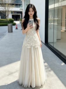 CHANGTONG | French Style Unique Lace and Mesh Fairy Dress