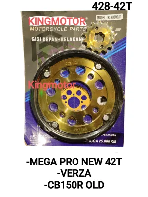 GIR DEPAN BELAKANG GEAR GIGI TARIK GOLD EMAS 14T - 42T MEGA PRO NEW VERZA CBR150 CB150R CBR 150 OLD SONIC 150 KUALITAS SUPER