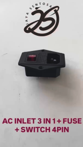 SOKET AC INLET 3 IN 1 + FUSE HOLDER + SAKLAR LAMPU 4PIN SOCKET AC 220V 3IN1 + SWITCH 4 KAKI + FUSE HOLDER ups HDD SSD