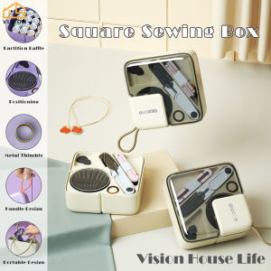 Vision Portable Sewing Kit Box Double Layer Sewing Tool and Thread Storage Box Household Thread Bag with 21 Sewing Accessories Multifunctional Knitting Set for Home Travel