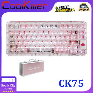 CK75 เต็มรูปแบบของก๊าซพีชใส สีชมพูวิศวกรรมแป้นพิมพ์สามโหมดบลูทูธไร้สายคีย์บอร์ดเกม กำหนดเอง