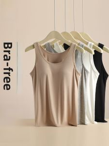 MiiOW | Cat Woman Strap Vest Thin Summer Womens Outerwear Inner Match With Chest Pad Base Shirt Pure Color Slim Fit Regular Length