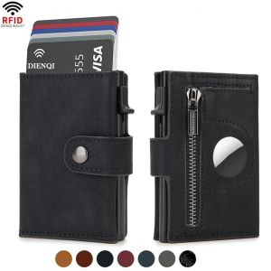 Rfid Leather Airtag Men Wallets Luxury Credit Card Holder Wallets for Air Tag Tracker Gifts for Men Custom Slim Wallet Money Bag