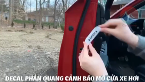 Set 4 Miếng Decal Open Phản Quang Cảnh Báo Dán Cửa Ô Tô Bộ 4 Miếng Dán Phản Quang Cho Xe Hơi