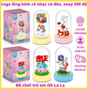 (Kèm cáp sạc) Bộ lắp ráp mô hình lồng Kính 3D Có Đèn Nhạc Xoay 360 Độ Nhiều Hình Dễ Thương Quà Tặng Valentine