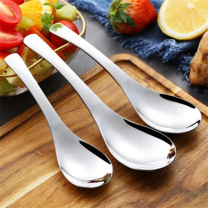 Stainless Steel Soup Spoon Deepen Large Capacity Spoon Silver Mirror Polished Flatware Soup Rice Home Kitchen Tableware