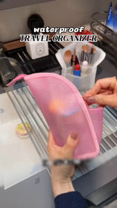 Waterproof Portable Travel Toiletry Bag Large Capacity Standing Mesh Pocket Cosmetic Makeup Organizer Pouch