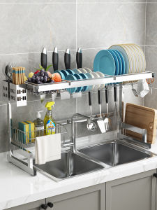 Stainless Steel Kitchen Sink Dish Drainer Rack Multi-Functional Bowl Holder Plate Storage Shelf Rustproof Nordic Style Kitchen Storage Shelf